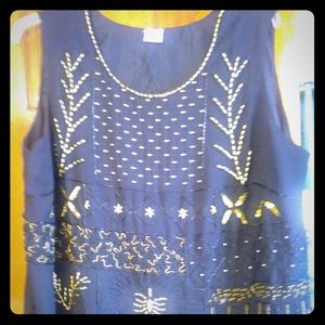 Black and Gold Sequined & Beaded Top 22W